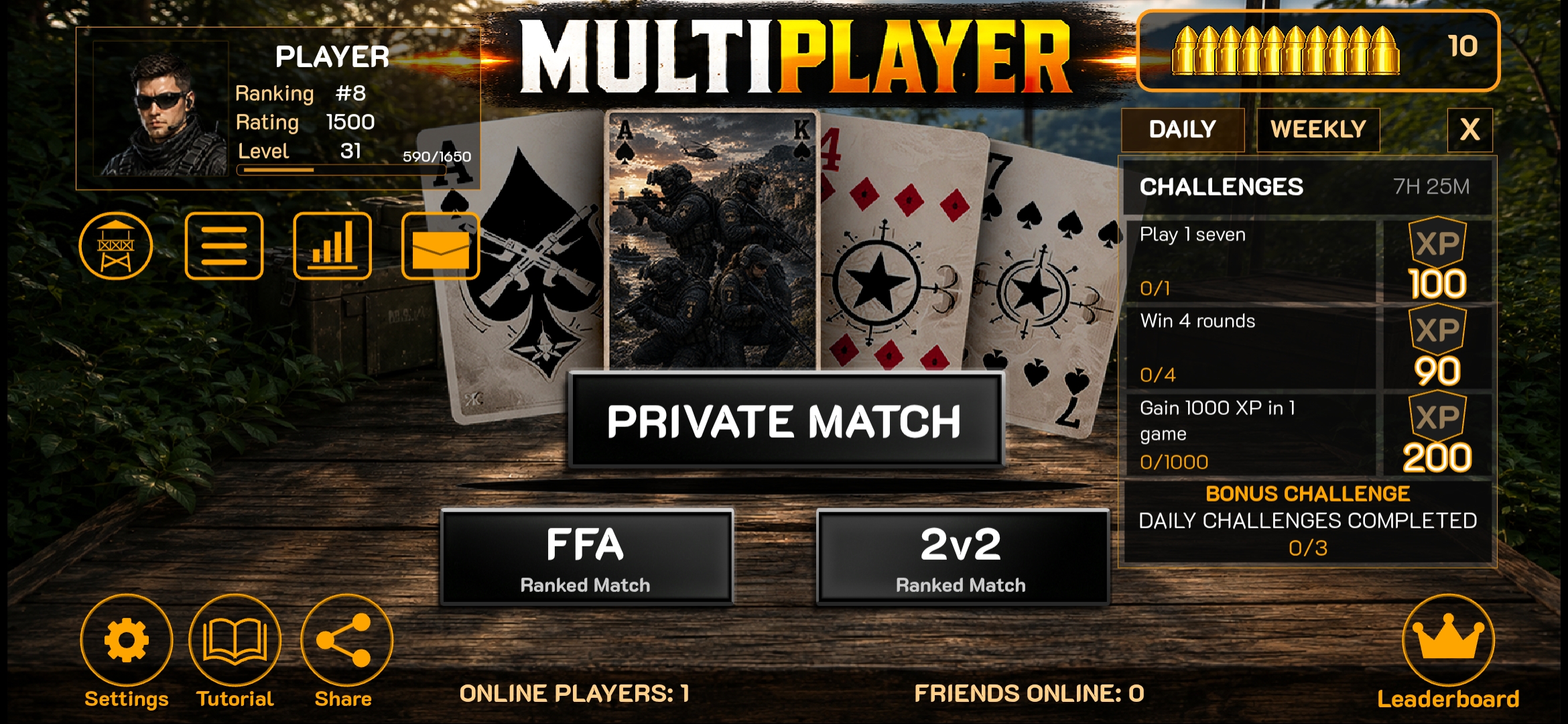 AK47 multiplayer lobby and challenges